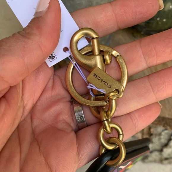 Authentic COACH SIGNATURE Coated canvas/smooth leather keychain/dog leash clip - Picture 6 of 6
